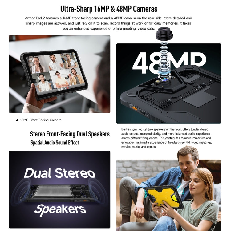 Ulefone Armor Pad 2 Rugged Tablet PC, 16GB+256GB 11 inch Android 13 MediaTek Helio G99 Octa Core 4G Network EU Plug(Black)