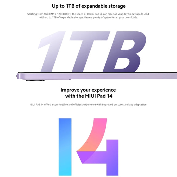 Xiaomi Redmi Pad SE 11 inch, 8GB+128GB, MIUI Pad 14 OS Qualcomm Snapdragon 680 Octa Core, Not Support Google Play(Purple)