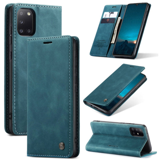 For Samsung Galaxy A31 CaseMe-013 Multifunctional Retro Frosted Horizontal Flip Leather Case with Card Slot & Holder & Wallet(Blue) - Galaxy Phone Cases by CaseMe | Online Shopping South Africa | PMC Jewellery | Buy Now Pay Later Mobicred