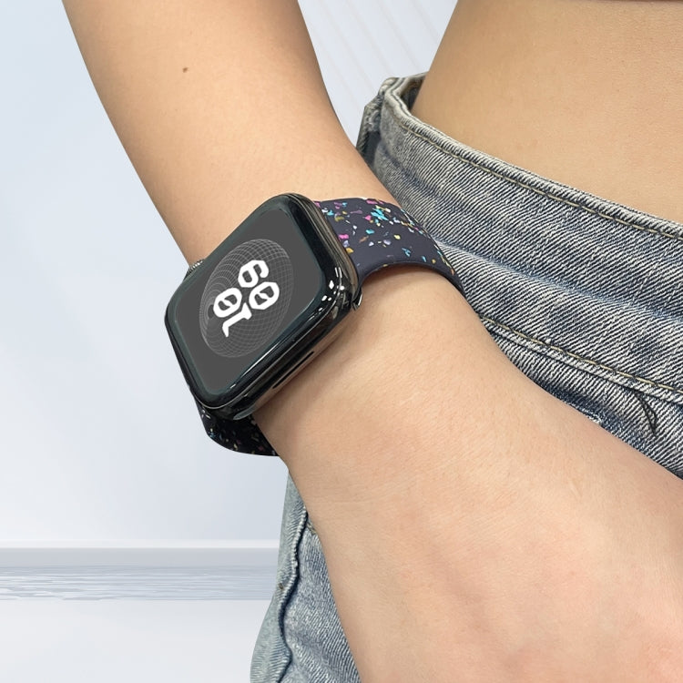 For Apple Watch Serie 7 45mm Floral Silicone Watch Band(Blue) - Watch Bands by PMC TechLife | Online Shopping South Africa | PMC TechLife