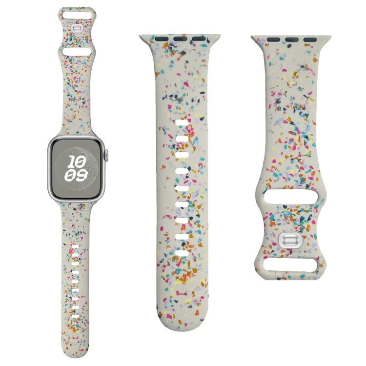 For Apple Watch SE 44mm Floral Silicone Watch Band(Starlight) - Watch Bands by PMC TechLife | Online Shopping South Africa | PMC TechLife