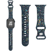 For Apple Watch Serie 2 38mm Floral Silicone Watch Band(Blue)