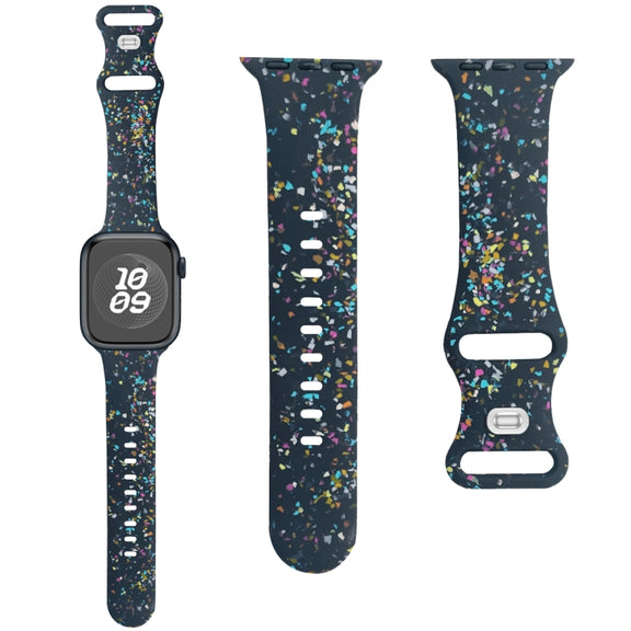 For Apple Watch Serie 2 38mm Floral Silicone Watch Band(Blue)