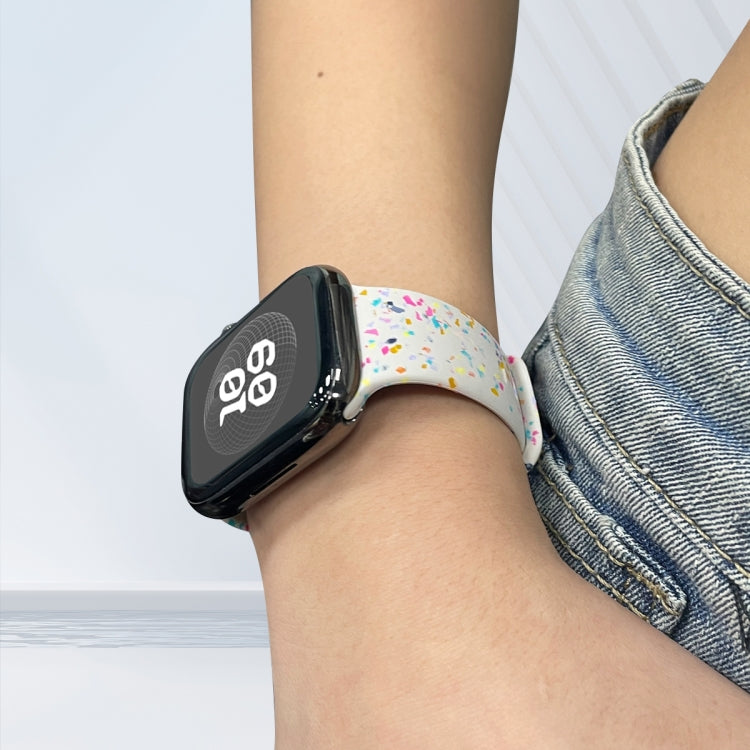 For Apple Watch 42mm Floral Silicone Watch Band(Starlight) - Watch Bands by PMC TechLife | Online Shopping South Africa | PMC TechLife