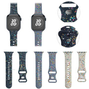 For Apple Watch 38mm Floral Silicone Watch Band(Grey)