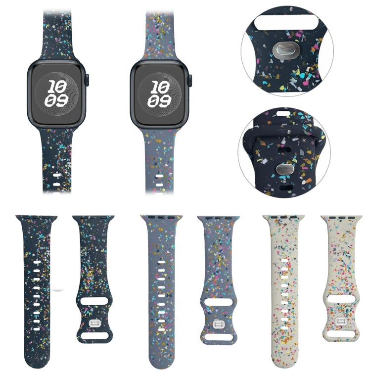 For Apple Watch Serie 4 44mm Floral Silicone Watch Band(Grey) - Watch Bands by PMC TechLife | Online Shopping South Africa | PMC TechLife
