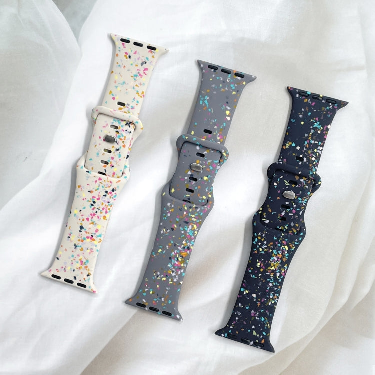 For Apple Watch 42mm Floral Silicone Watch Band(Starlight)