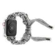 For Apple Watch SE 2023 40mm Silk Silver Beads Braided Watch Band(Grey)