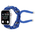 For Apple Watch Series 9 45mm Silk Silver Beads Braided Watch Band(Blue) - Watch Bands by PMC TechLife | Online Shopping South Africa | PMC TechLife
