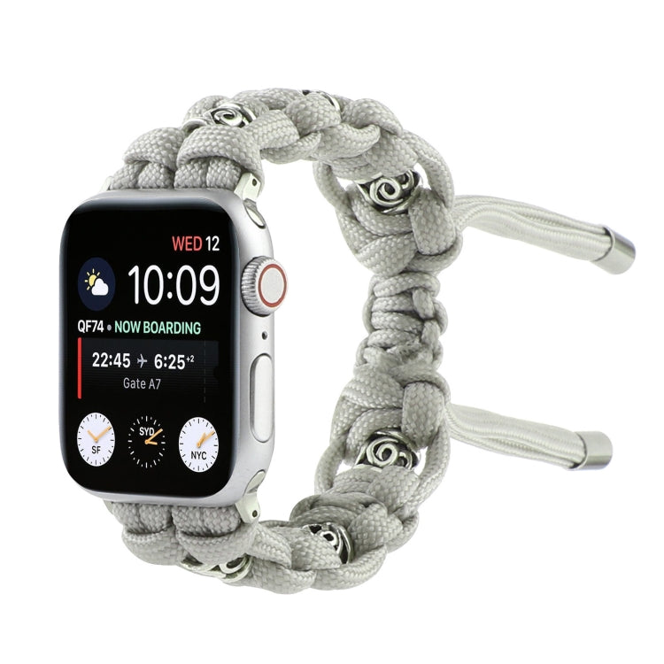 For Apple Watch Series 7 45mm Silk Silver Beads Braided Watch Band(Grey) - Watch Bands by PMC TechLife | Online Shopping South Africa | PMC TechLife