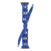 For Apple Watch SE 40mm Silk Silver Beads Braided Watch Band(Blue)