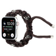 For Apple Watch SE 44mm Silk Silver Beads Braided Watch Band(Coffee) - Watch Bands by PMC TechLife | Online Shopping South Africa | PMC TechLife