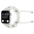 For Apple Watch Series 2 38mm Silk Silver Beads Braided Watch Band(White) - Watch Bands by PMC TechLife | Online Shopping South Africa | PMC TechLife