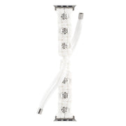For Apple Watch Series 2 38mm Silk Silver Beads Braided Watch Band(White)