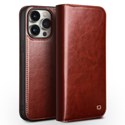 For iPhone 15 Pro Max QIALINO Classic Genuine Leather Phone Case(Brown) - free shipping - PMC Jewellery - Order now!