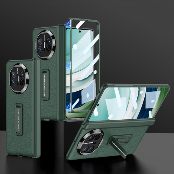 For Huawei Mate X5 GKK Magnetic Hinge Flip Leather Phone Case with Holder(Green)