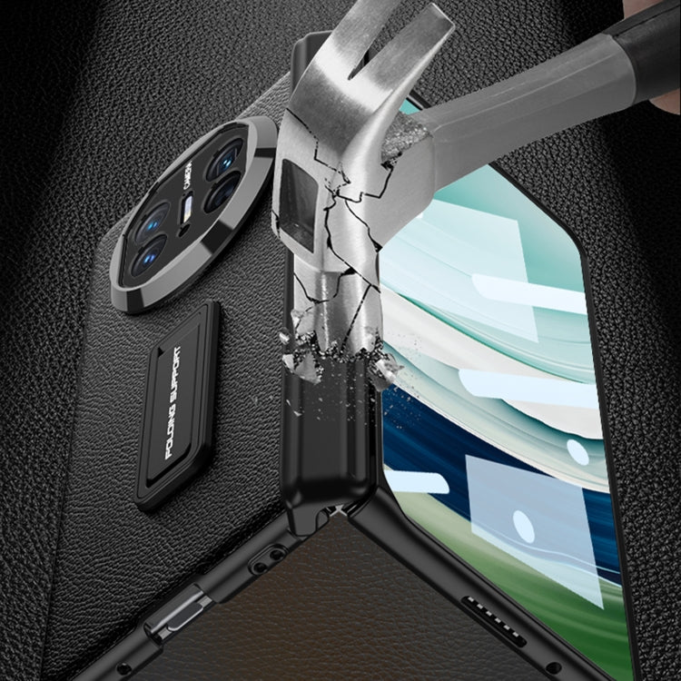 For Huawei Mate X5 GKK Magnetic Hinge Flip Leather Phone Case with Holder(Carbon Fiber)