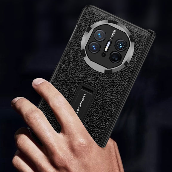 For Huawei Mate X5 GKK Magnetic Hinge Flip Leather Phone Case with Holder(Carbon Fiber)