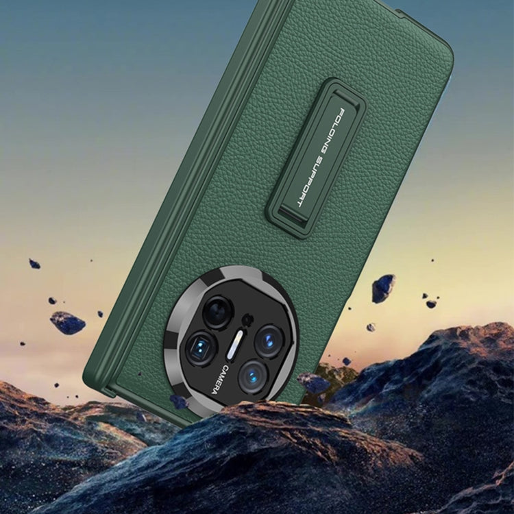 For Huawei Mate X5 GKK Magnetic Hinge Flip Leather Phone Case with Holder(Carbon Fiber)