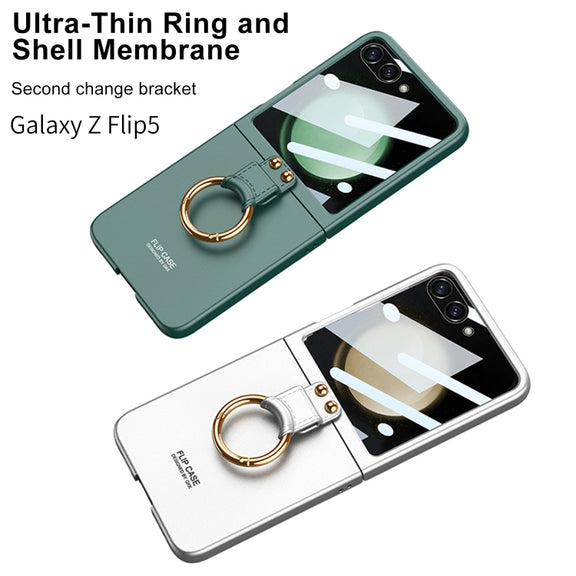 For Samsung Galaxy Z Flip5 GKK Integrated Ultra-thin PC Ring Holder Phone Case(Black)