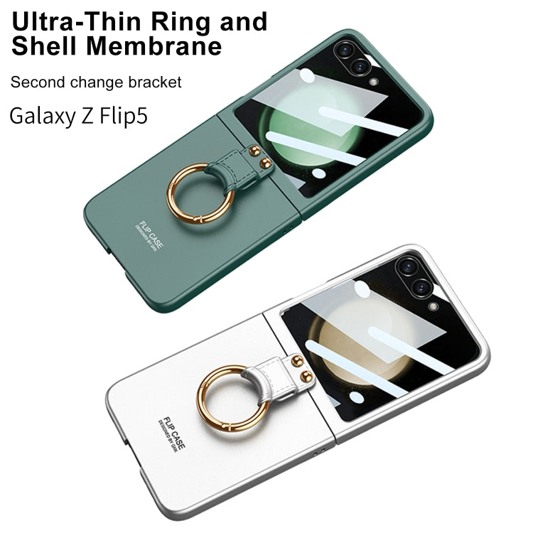 For Samsung Galaxy Z Flip5 GKK Integrated Ultra-thin PC Ring Holder Phone Case(Black)
