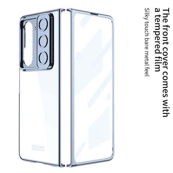 For Samsung Galaxy Z Fold5 GKK Integrated Push Lens Window PC Phone Case(Blue)