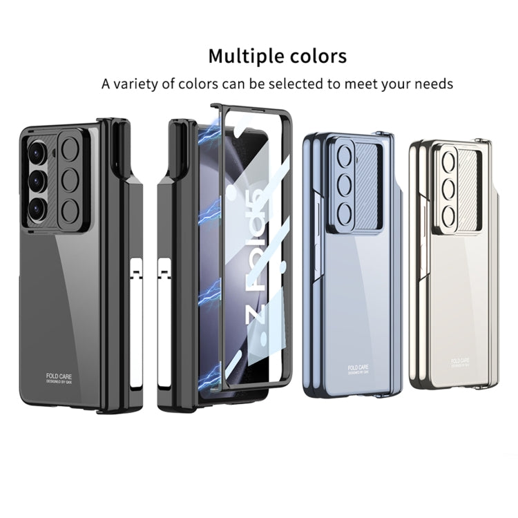 For Samsung Galaxy Z Fold5 5G GKK Integrated Push Lens Window Fold Hinge Phone Case with Pen Slots(Silver) - free shipping - PMC TechLife - Order now!