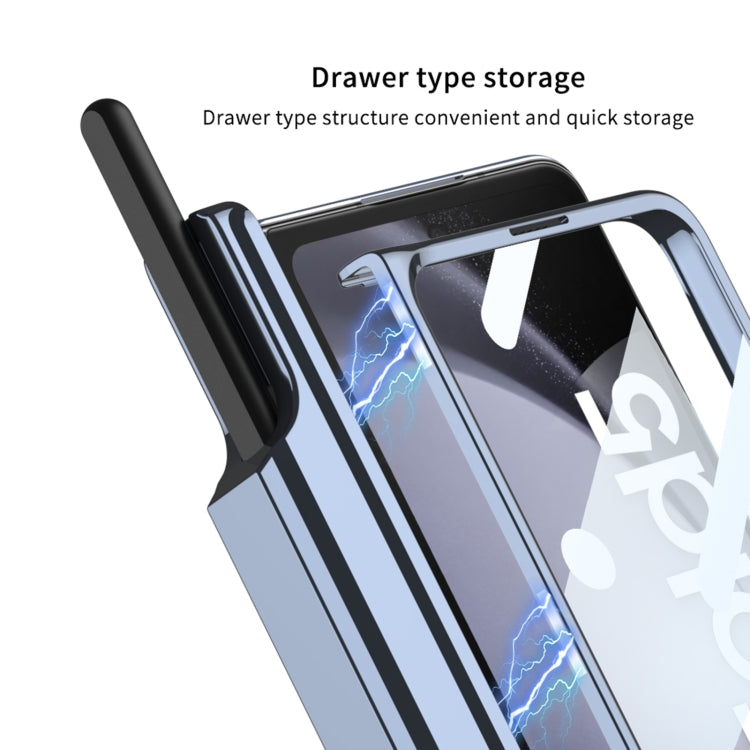 For Samsung Galaxy Z Fold5 5G GKK Integrated Push Lens Window Fold Hinge Phone Case with Pen Slots(Silver) - free shipping - PMC TechLife - Order now!