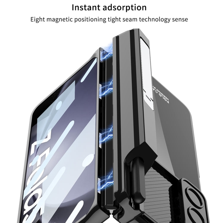 For Samsung Galaxy Z Fold5 5G GKK Integrated Push Lens Window Fold Hinge Phone Case with Pen Slots(Silver) - free shipping - PMC TechLife - Order now!