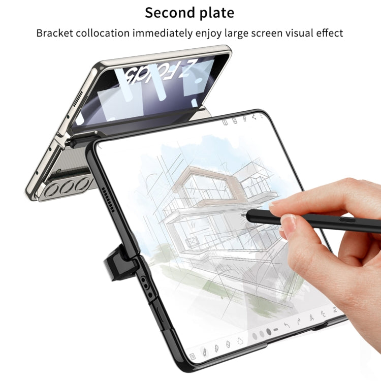 For Samsung Galaxy Z Fold5 5G GKK Integrated Push Lens Window Fold Hinge Phone Case with Pen Slots(Silver) - free shipping - PMC TechLife - Order now!