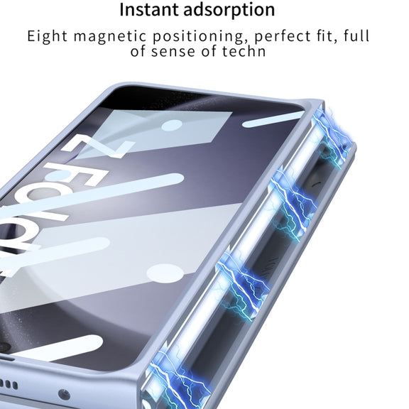 For Samsung Galaxy Z Fold5 5G GKK Integrated Fold Hinge Phone Case with Pen Slots, No Include Pen(Black+Red)