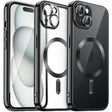 For iPhone 15 Plus Transparent Electroplated Magsafe Magnetic TPU Phone Case(Black) - iPhone 15 Plus Cases by PMC TechLife | Online Shopping South Africa | PMC TechLife | Buy Now Pay Later Mobicred