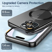 For iPhone 15 Plus Transparent Electroplated Magsafe Magnetic TPU Phone Case(Black)