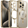 For iPhone 15 Pro Max Transparent Electroplated Magsafe Magnetic TPU Phone Case(Gold) - free shipping - PMC TechLife - Order now!