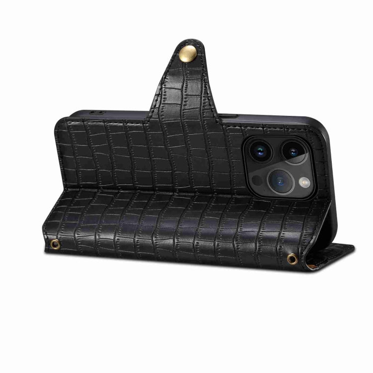 For iPhone 14 Pro Max Denior Crocodile Texture Oil Edge Leather Phone Case(Black) - free shipping - PMC TechLife - Order now!