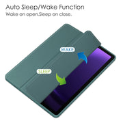 For Samsung Galaxy Tab S9 FE / S10 FE Acrylic 3-folding Smart Leather Tablet Case with Pen Slot(Dark Green)