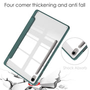 For Samsung Galaxy Tab S9 FE / S10 FE Acrylic 3-folding Smart Leather Tablet Case with Pen Slot(Dark Green)