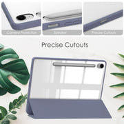 For Samsung Galaxy Tab S9 FE / S10 FE Acrylic 3-folding Smart Leather Tablet Case with Pen Slot(Lavender)