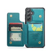 For Samsung Galaxy S23 FE 5G CaseMe C22 Card Slots Holder RFID Anti-theft Phone Case(Blue Green)