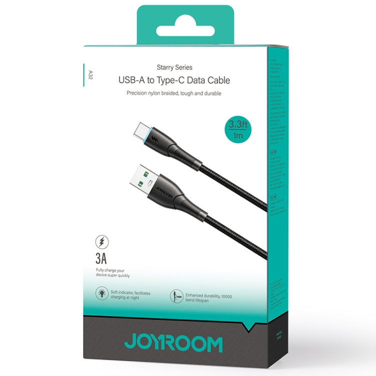 JOYROOM SA32-AC3 Starry Series 3A USB to USB-C / Type-C Fast Charging Data Cable, Length:1m(Black)