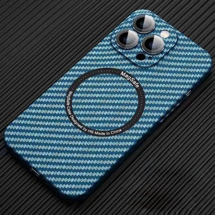 For iPhone 12 Pro MagSafe Magnetic PC Carbon Fiber Phone Case with Lens Film(Blue) - iPhone 12 / 12 Pro Cases by PMC TechLife | Online Shopping South Africa | PMC TechLife | Buy Now Pay Later Mobicred