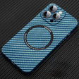 For iPhone 12 Pro MagSafe Magnetic PC Carbon Fiber Phone Case with Lens Film(Blue) - iPhone 12 / 12 Pro Cases by PMC TechLife | Online Shopping South Africa | PMC TechLife | Buy Now Pay Later Mobicred