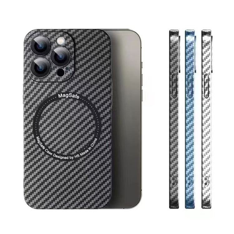 For iPhone 12 Pro MagSafe Magnetic PC Carbon Fiber Phone Case with Lens Film(Blue) - iPhone 12 / 12 Pro Cases by PMC TechLife | Online Shopping South Africa | PMC TechLife | Buy Now Pay Later Mobicred