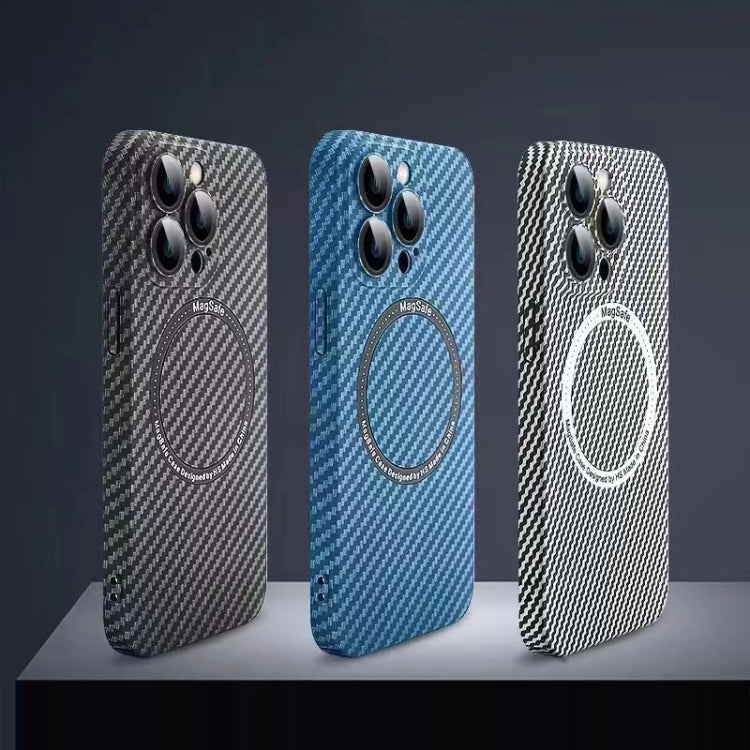 For iPhone 12 Pro MagSafe Magnetic PC Carbon Fiber Phone Case with Lens Film(Blue)