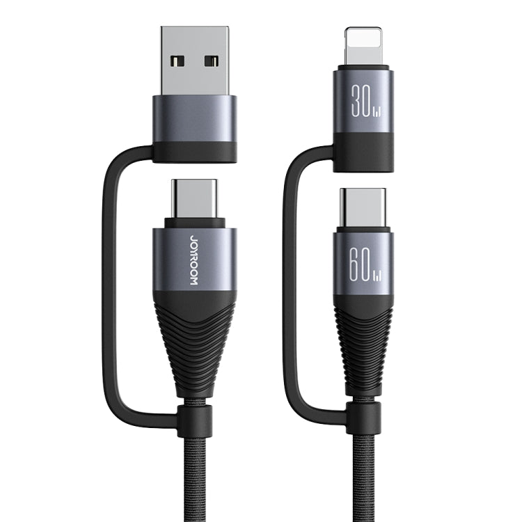 JOYROOM SA37-2T2 60W Multi-Function Series 4 in 1 Fast Charging Data Cable, Length:1.2m(Black) - free shipping - PMC TechLife - Order now!
