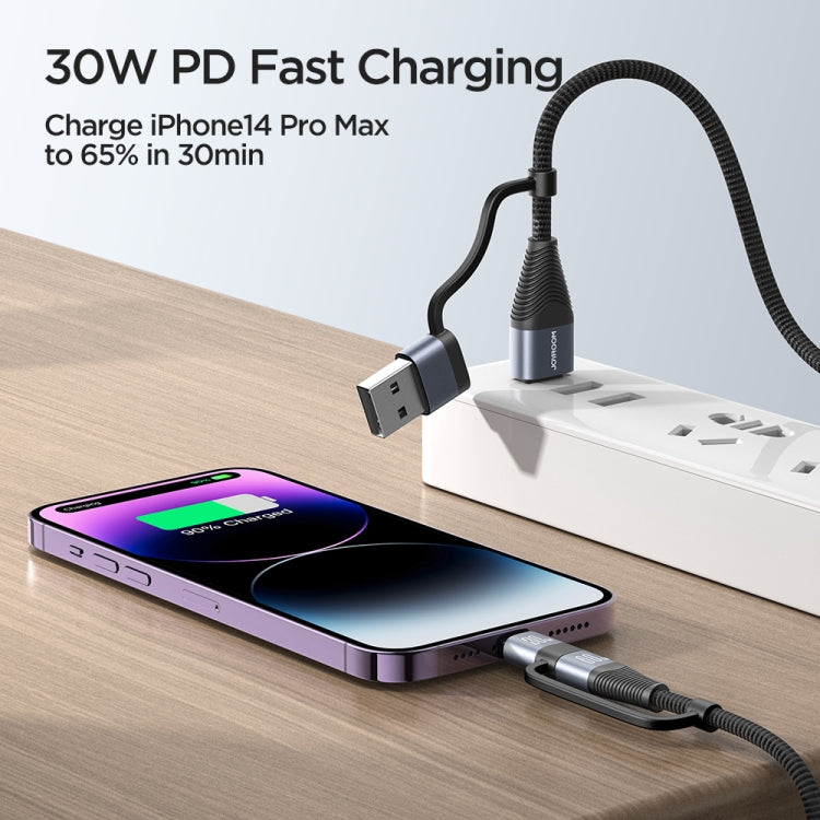 JOYROOM SA37-2T2 60W Multi-Function Series 4 in 1 Fast Charging Data Cable, Length:1.2m(Black) - free shipping - PMC TechLife - Order now!