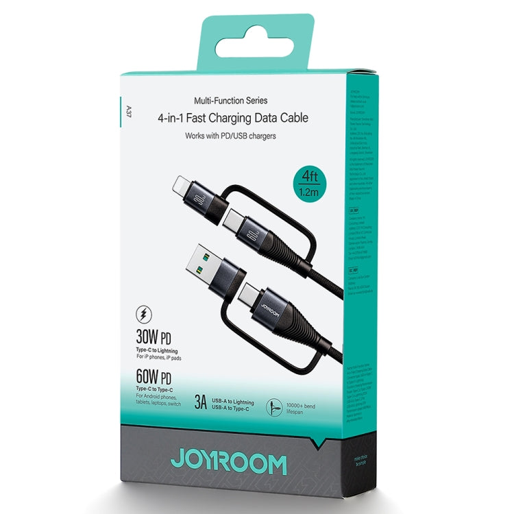 JOYROOM SA37-2T2 60W Multi-Function Series 4 in 1 Fast Charging Data Cable, Length:1.2m(Black) - free shipping - PMC TechLife - Order now!
