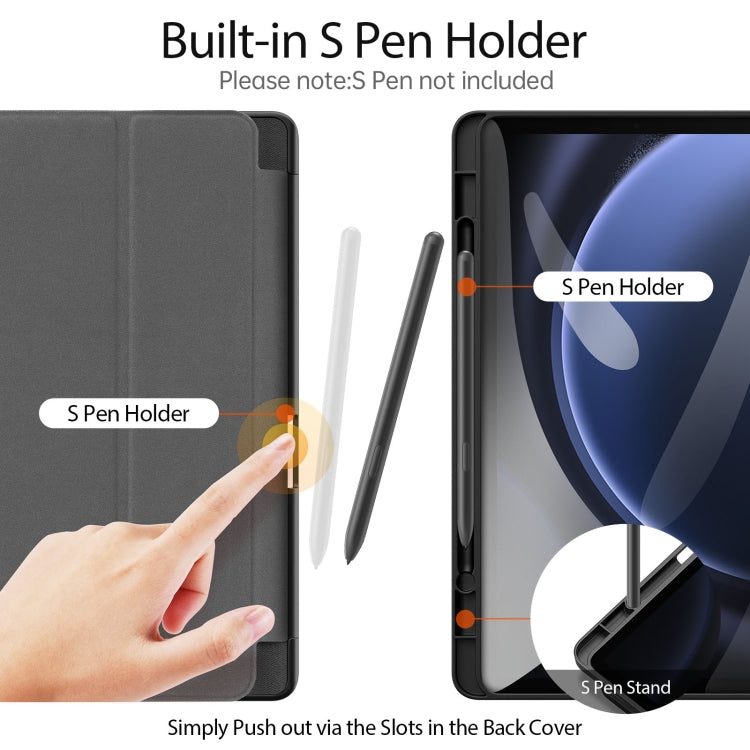 For Samsung Galaxy Tab S9 FE / S10 FE DUX DUCIS Domo Series Magnetic Flip Leather Tablet Case(Black) - Galaxy Tab S9 FE by DUX DUCIS | Online Shopping South Africa | PMC Jewellery | Buy Now Pay Later Mobicred