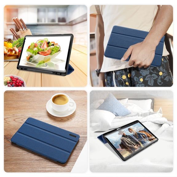For Samsung Galaxy Tab S9 FE / S10 FE DUX DUCIS Domo Series Magnetic Flip Leather Tablet Case(Blue)