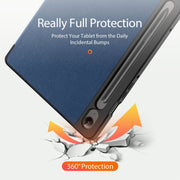 For Samsung Galaxy Tab S9 FE / S10 FE DUX DUCIS Domo Series Magnetic Flip Leather Tablet Case(Blue)